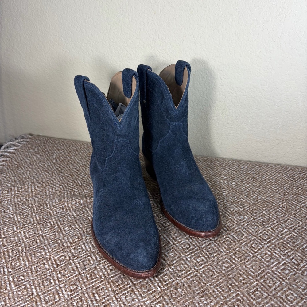 Tecovas The Lucy Navy Blue Suede Western Ankle Boots Women’s 8B Bikercore Boho